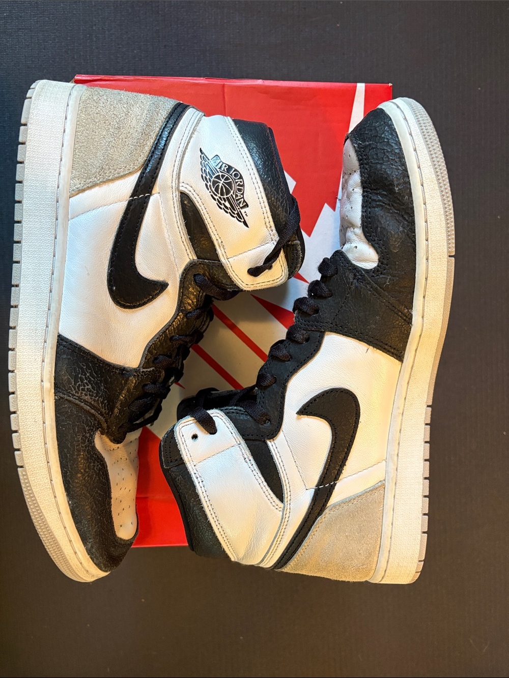 Jordan High-Top Sneakers in White, Black and Gray